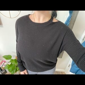 Splendid black ribbed cutout sweater